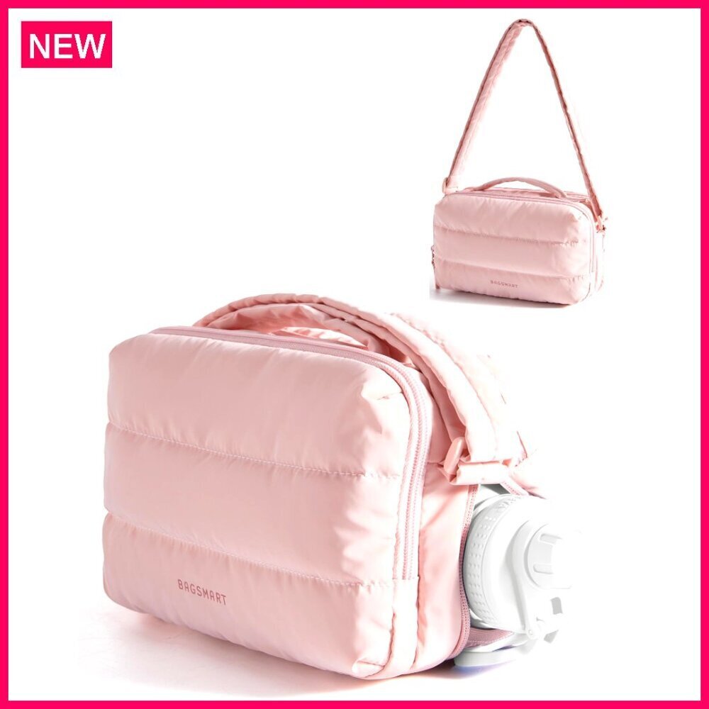 Lightweight Quilted Puffer Crossbody Bag Adjustable Strap Travel Handbag